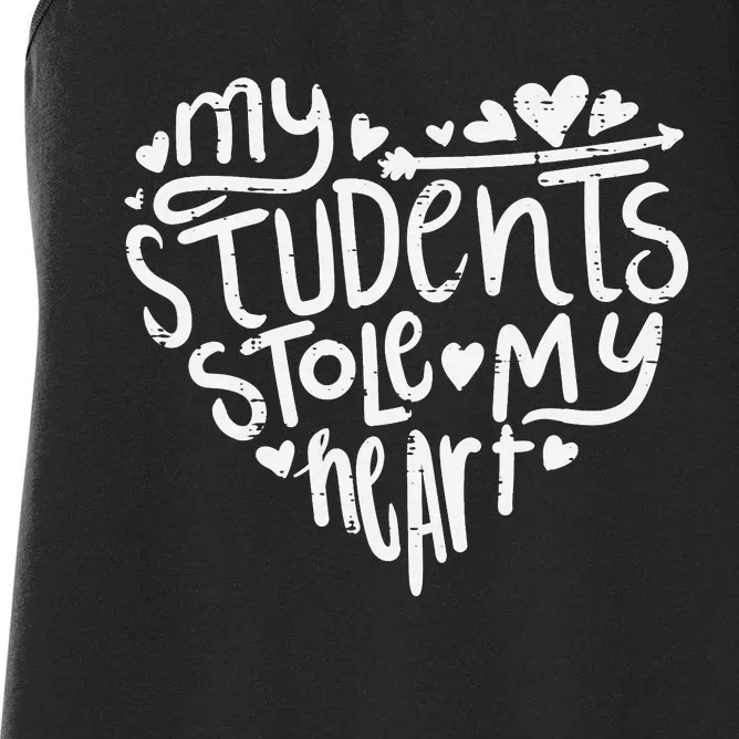 My Students Stole My Heart Cute Teacher Valentines Day Women's Racerback Tank