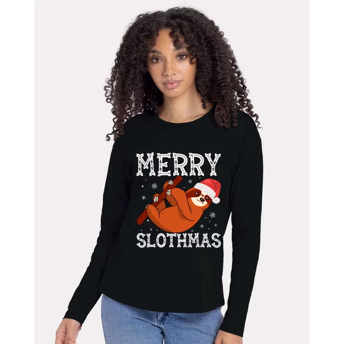 Merry Slothmas Sloth Lover Ugly Christmas Cool Gift Womens Cotton Relaxed Long Sleeve T-Shirt