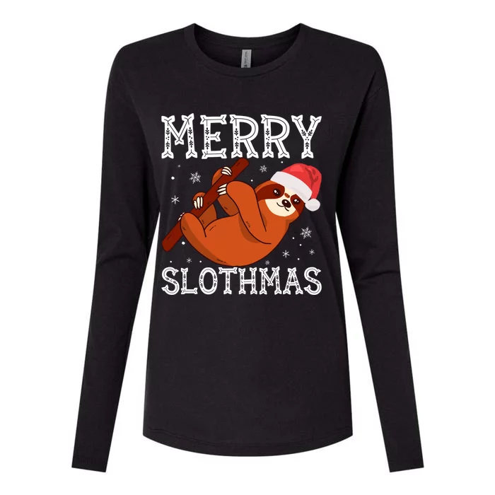 Merry Slothmas Sloth Lover Ugly Christmas Cool Gift Womens Cotton Relaxed Long Sleeve T-Shirt