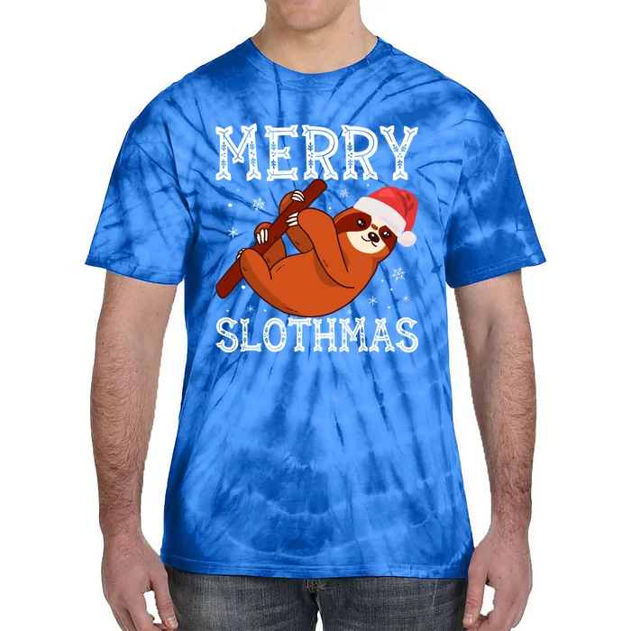 Merry Slothmas Sloth Lover Ugly Christmas Cool Gift Tie-Dye T-Shirt