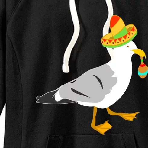 Mexican Seagull Sombrero Costume Maraca Funny Bird Funny Gift Women's Fleece Hoodie