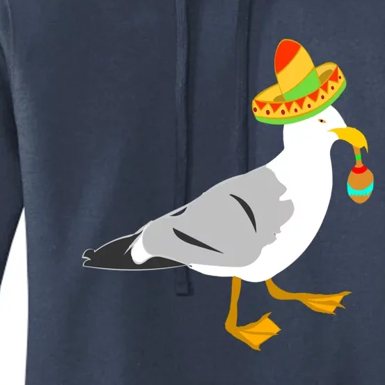 Mexican Seagull Sombrero Costume Maraca Funny Bird Funny Gift Women's Pullover Hoodie