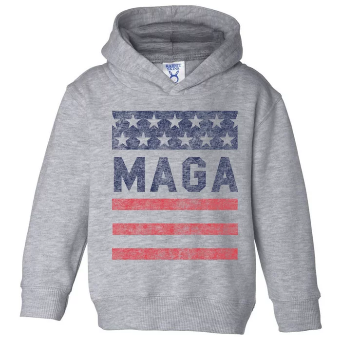 Maga Stars & Stripes Retro Vintage Distressed Graphic Toddler Hoodie