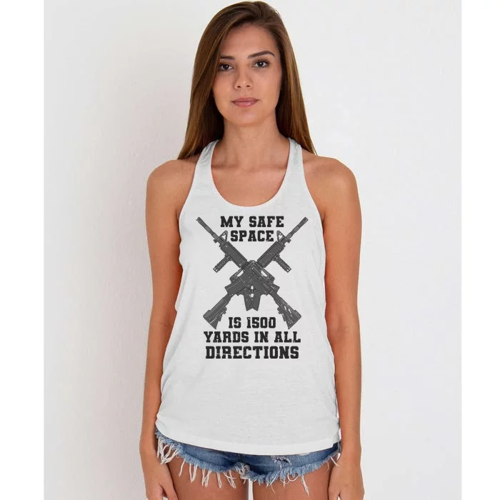 My Safe Space Is 1500 Yards In All Directions Women's Knotted Racerback Tank