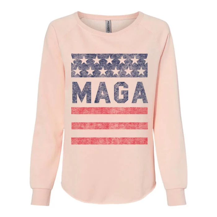 Maga Stars & Stripes Retro Vintage Distressed Graphic Womens California Wash Sweatshirt