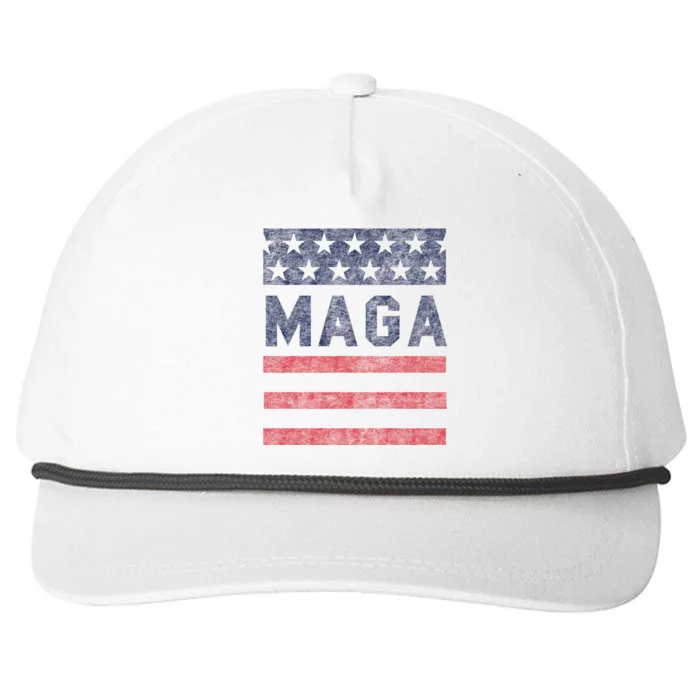 Maga Stars & Stripes Retro Vintage Distressed Graphic Snapback Five-Panel Rope Hat