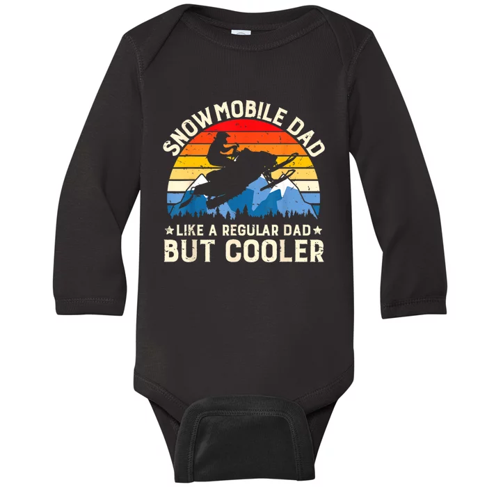 Mens Snowmobiling Snowmobile Dad Like A Regular But Cooler Riding Baby Long Sleeve Bodysuit