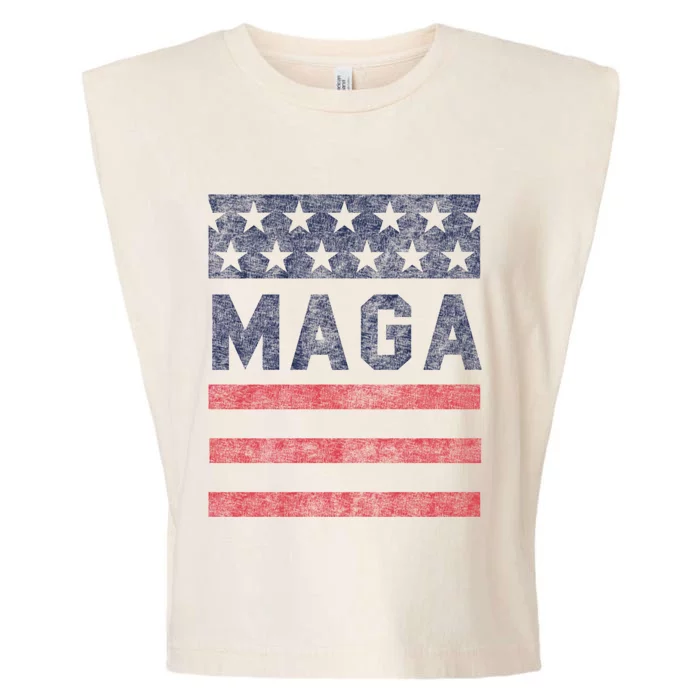 Maga Stars & Stripes Retro Vintage Distressed Graphic Garment-Dyed Women's Muscle Tee