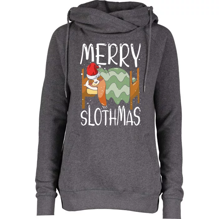 Merry Slothmas Sloth Whisperer Animal Christmas Season Gift Womens Funnel Neck Pullover Hood