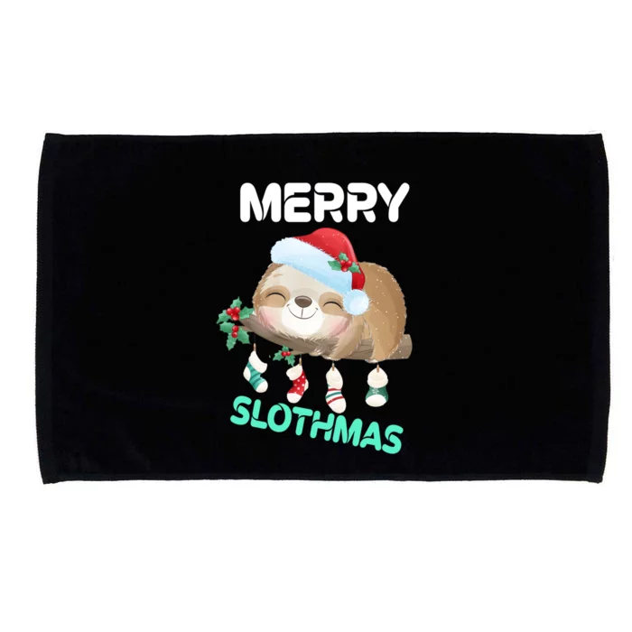 Merry Smile Slothmas Socks Tree Pajamas Funny Xmas Great Gift Microfiber Hand Towel