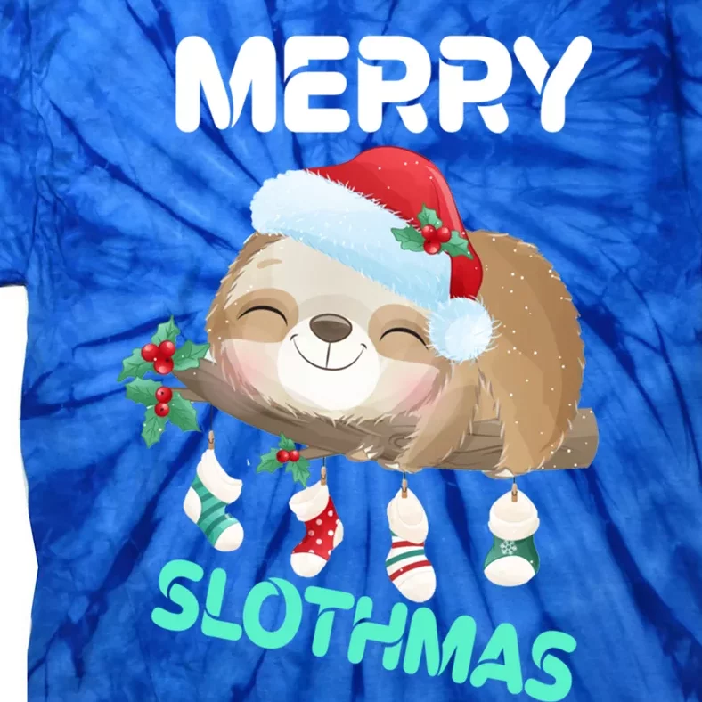 Merry Smile Slothmas Socks Tree Pajamas Funny Xmas Great Gift Tie-Dye T-Shirt