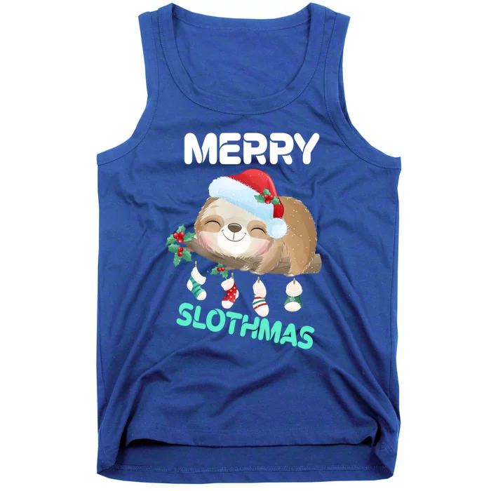 Merry Smile Slothmas Socks Tree Pajamas Funny Xmas Great Gift Tank Top