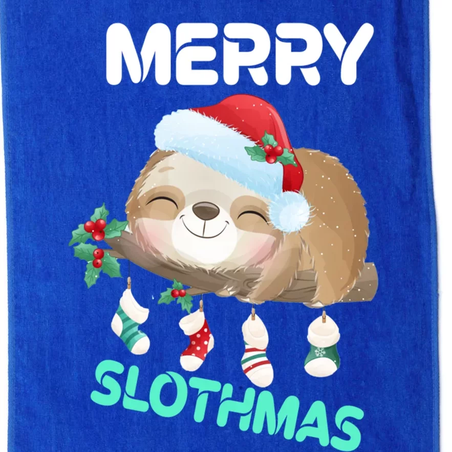 Merry Smile Slothmas Socks Tree Pajamas Funny Xmas Great Gift Platinum Collection Golf Towel