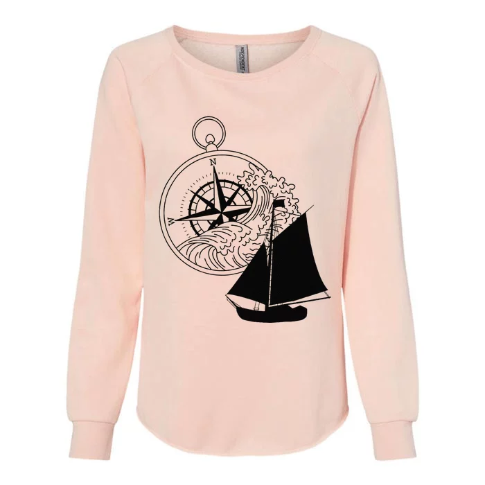 Maritime Sailing Ship Sailing Ships Ships Compass Ship Ahoy Womens California Wash Sweatshirt