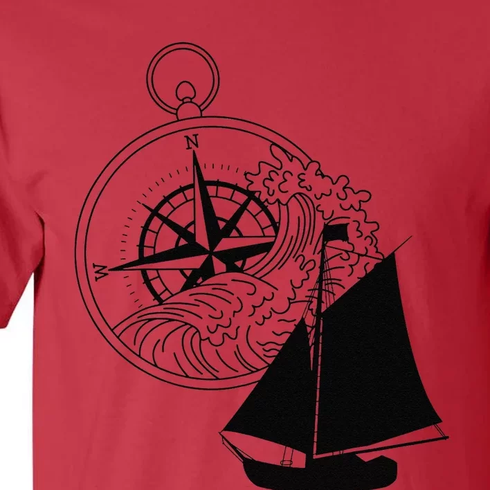 Maritime Sailing Ship Sailing Ships Ships Compass Ship Ahoy Tall T-Shirt