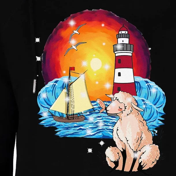 Maritime Shee.P Sailor Coast Lighthouse Sailing Ship Womens Funnel Neck Pullover Hood