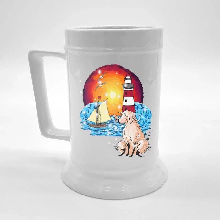 Maritime Shee.P Sailor Coast Lighthouse Sailing Ship Front & Back Beer Stein