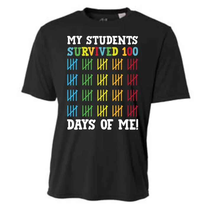 My Students Survived 100 Days Of Me Funny Teachers Cool Gift Cooling Performance Crew T-Shirt