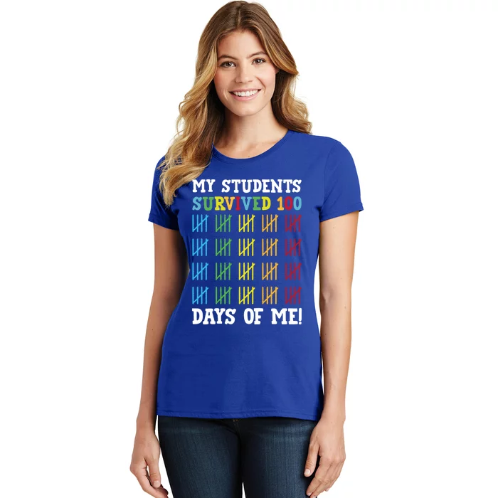 My Students Survived 100 Days Of Me Funny Teachers Cool Gift Women's T-Shirt