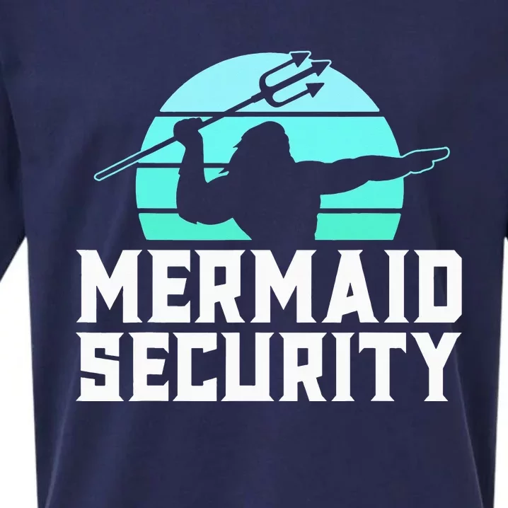 Mermaid Security Swimmer Dad Merdad Trident Sueded Cloud Jersey T-Shirt