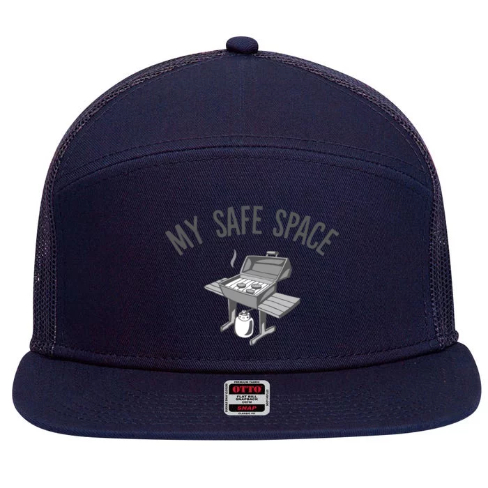 My Safe Space Electric Or Propane Grill Outdoor Grill Bbq Gift 7 Panel Mesh Trucker Snapback Hat