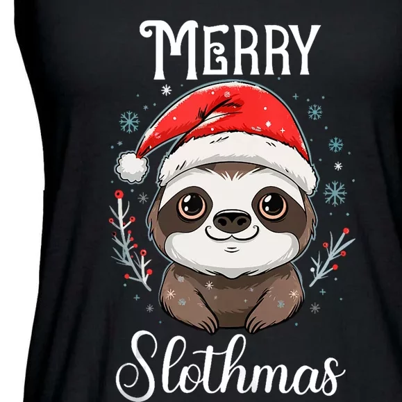 Merry Slothmas Sloth Christmas Tank Top Ladies Essential Flowy Tank