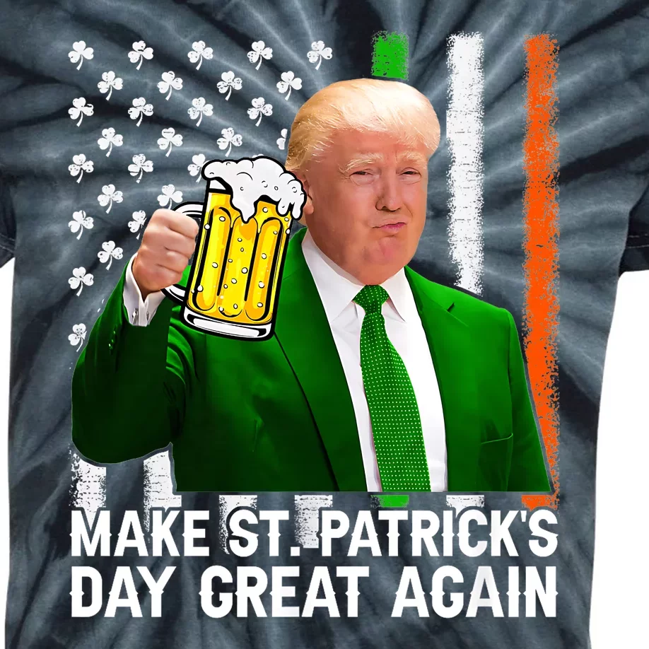 Make Saint St PatrickS Day Great Again Funny Trump Kids Tie-Dye T-Shirt