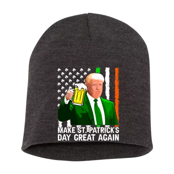 Make Saint St Patricks Day Great Again Funny Trump Short Acrylic Beanie