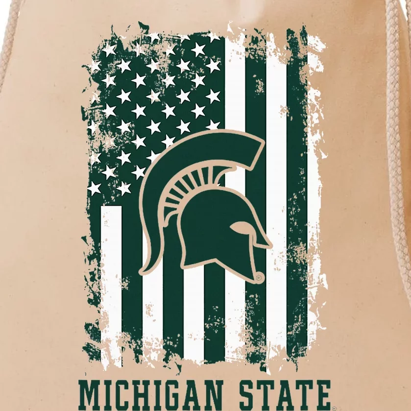 M.Ichigan State Spartans Patriotic Retro American Flag Drawstring Bag