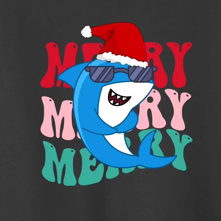 Merry Sharkmas Shark Santa Funny Christmas Toddler T-Shirt