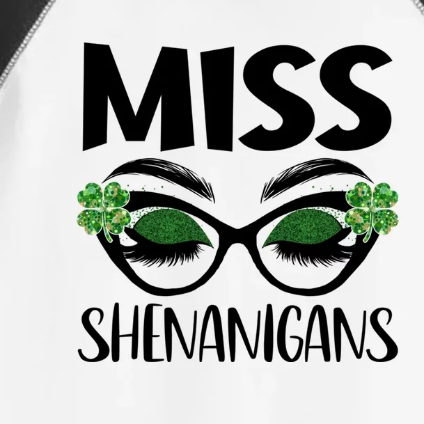 Miss Shenanigans Shamrock Glasses Eyelash Patrick's Day Gift Toddler Fine Jersey T-Shirt