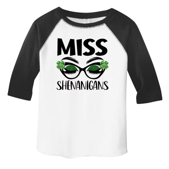 Miss Shenanigans Shamrock Glasses Eyelash Patrick's Day Gift Toddler Fine Jersey T-Shirt