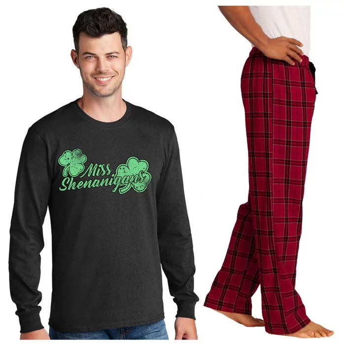 Miss Shenanigans St Patricks Day Funny Party Gift Long Sleeve Pajama Set