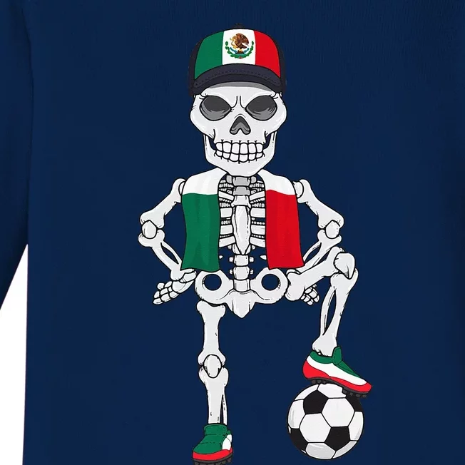 Mexico Soccer Skeleton Fan Team Baby Long Sleeve Bodysuit