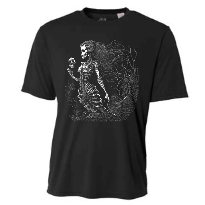 Mermaid Skeleton Scary Halloween Costume Cooling Performance Crew T-Shirt