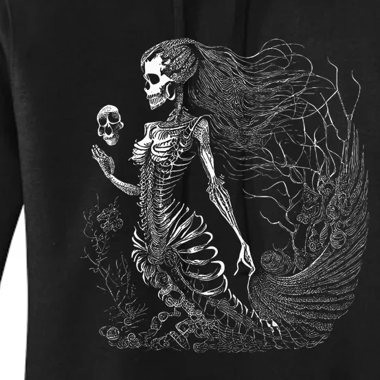 Mermaid Skeleton Scary Halloween Costume Women's Pullover Hoodie