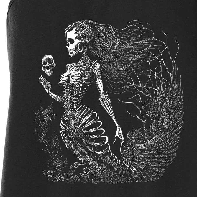 Mermaid Skeleton Scary Halloween Costume Women's Racerback Tank