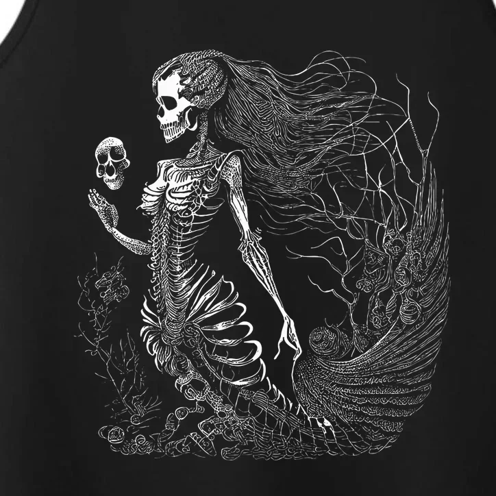 Mermaid Skeleton Scary Halloween Costume Performance Tank