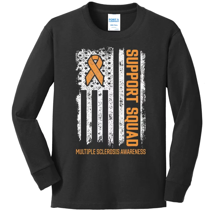 Multiple Sclerosi Support Squad Multiple Sclerosis Awareness Kids Long Sleeve Shirt