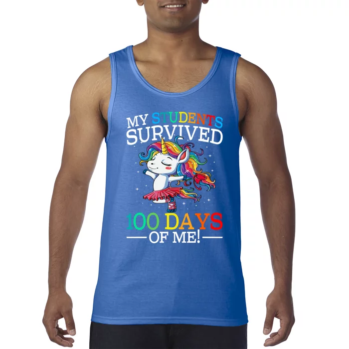 My Students Survived 100 Days Of Me 100 Days School Unicorn Cool Gift Tank Top