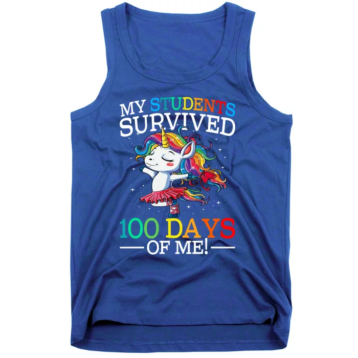 My Students Survived 100 Days Of Me 100 Days School Unicorn Cool Gift Tank Top