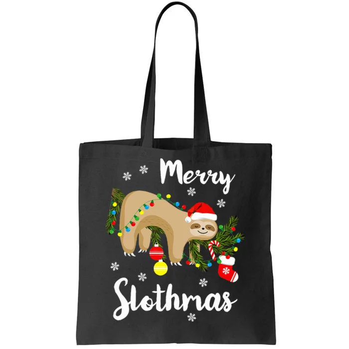 Merry Slothmas Sloth Lovers Christmas Pajamas Sloths Tote Bag