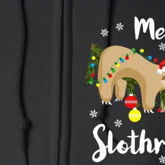 Merry Slothmas Sloth Lovers Christmas Pajamas Sloths Full Zip Hoodie