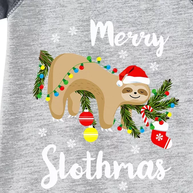 Merry Slothmas Sloth Lovers Christmas Pajamas Sloths Infant Baby Jersey Bodysuit