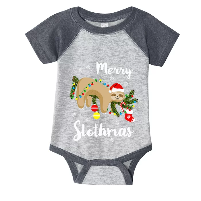 Merry Slothmas Sloth Lovers Christmas Pajamas Sloths Infant Baby Jersey Bodysuit