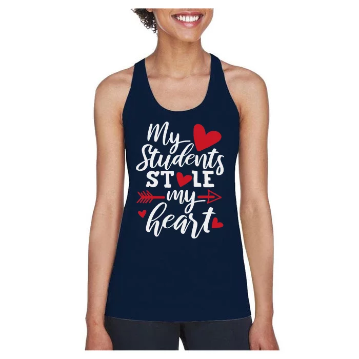 My Students Stole My Heart Cute Teacher Valentine's Day Women's Racerback Tank