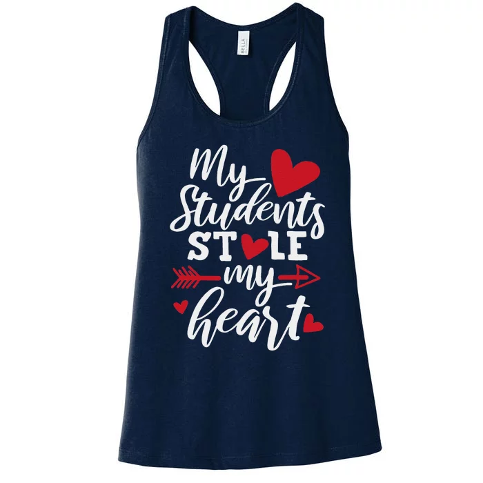 My Students Stole My Heart Cute Teacher Valentine's Day Women's Racerback Tank