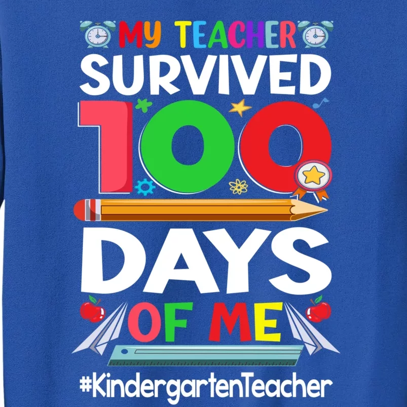 My Students Survived 100 Days Of Me Gift Kindergarten Teacher Gift Tall Sweatshirt