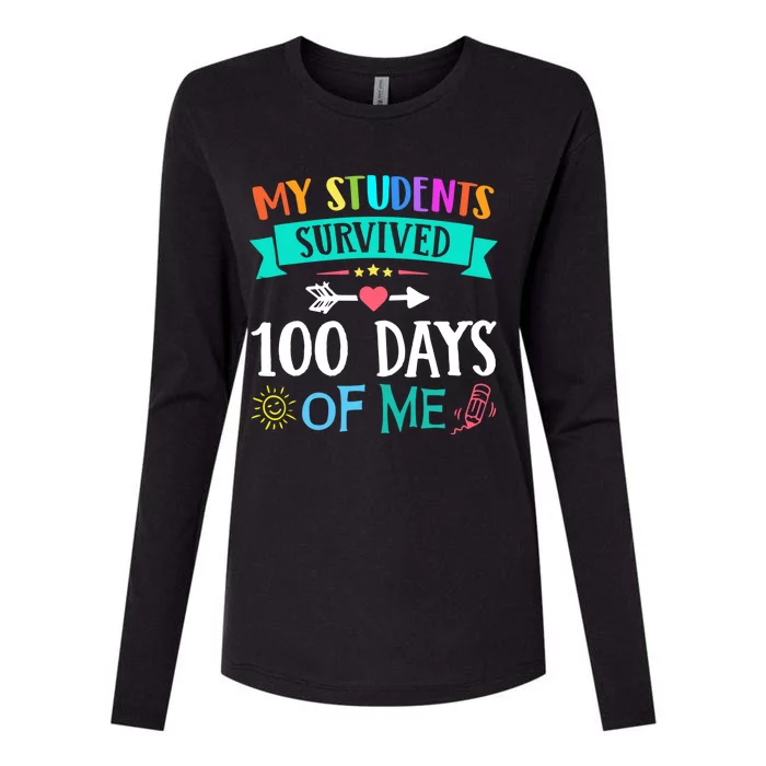 My Students Survived 100 Days Of Me Teacher Gift Great Gift Womens Cotton Relaxed Long Sleeve T-Shirt