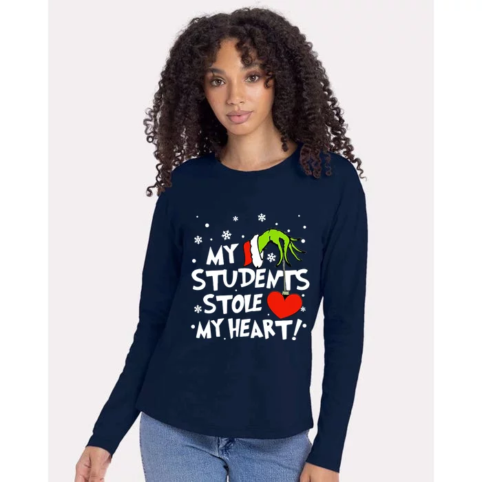 My Students Stole My Heart Christmas Womens Cotton Relaxed Long Sleeve T-Shirt